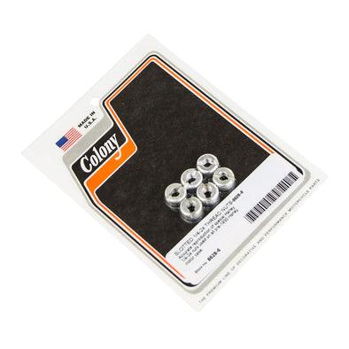 #8628-6 Slotted 1/4-24 Thread Motor Case Nuts All Pre-1930 Harley-Davidson - CAD Plated