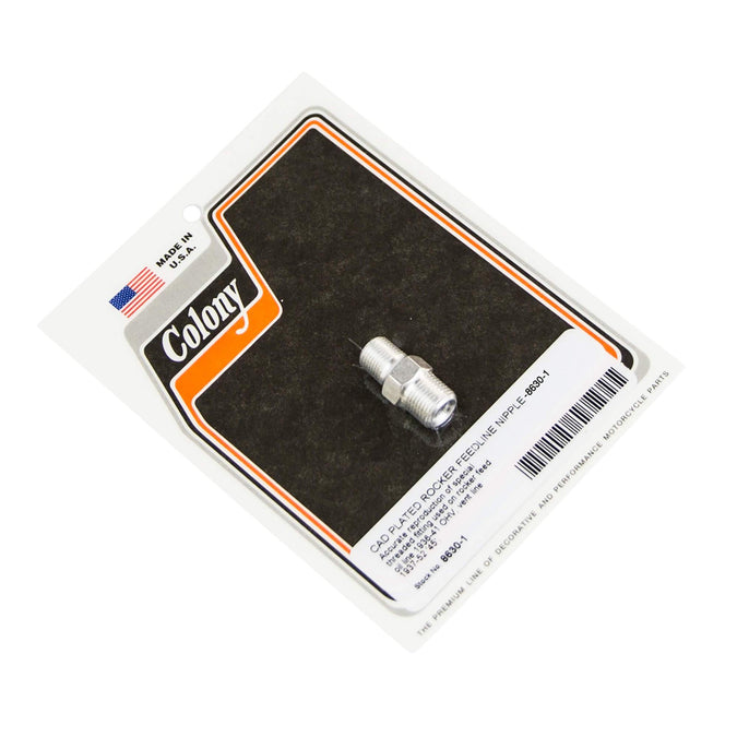 #8630-1 Rocker Feedline Nipple 1936-1941 Harley-Davidson OHV 1937-1952 45's Vent Line  - CAD Plated