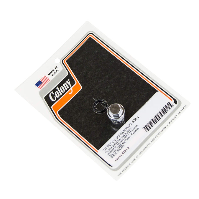 #8701-2 Tappet Oil Screen Plug 1970-1980 Harley-Davidson Big Twins OEM# 657 - Chrome Plated