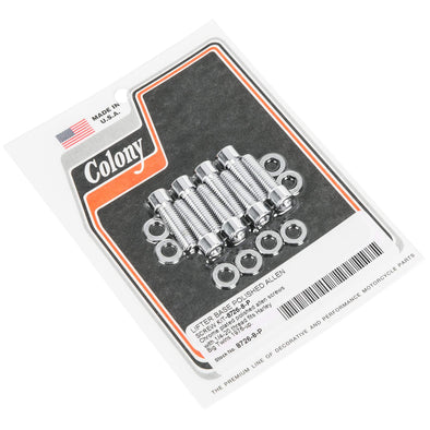 #8726-8-P Lifter Base Smooth Allen Screw Kit 1976-Up Harley-Davidson Big Twin - Chrome Plated