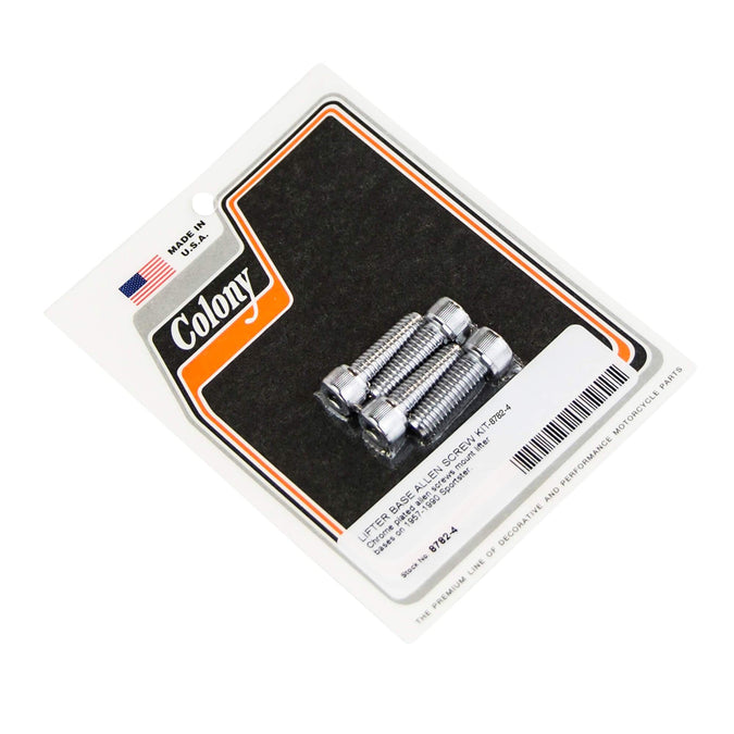 #8782-4 Lifter Base Allen Screw Kit 1957-1990 Harley-Davidson Sportster - Chrome Plated