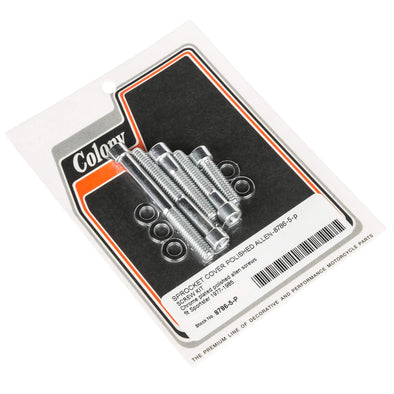 #8786-5-P Sprocket Cover Smooth Allen Screw Kit 1977-1985 Harley-Davidson Sportster - Chrome Plated