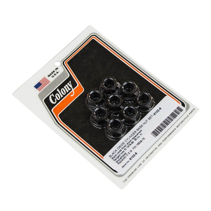 #9102-8 Cylinder Base Nut Set 1978-1984 Harley-Davidson Shovelhead OEM# 16838-78 - Black Oxide