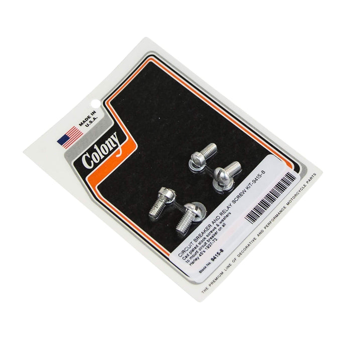 #9415-8 Circuit Breaker & Relay Screw Kit 1937-1973 Harley-Davidson 45's - CAD Plated
