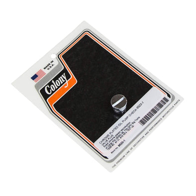 #9523-1 Oil Pump Check Valve Plug 1936-1980 Harley-Davidson Big Twin 1937-Up UL/45s - Chrome Plated