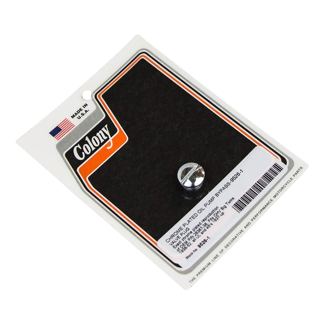 #9526-1 Oil Pump Bypass Valve Plug 1936-1952 Harley-Davidson Big Twin 1937-Up UL/45s - Chrome Plated