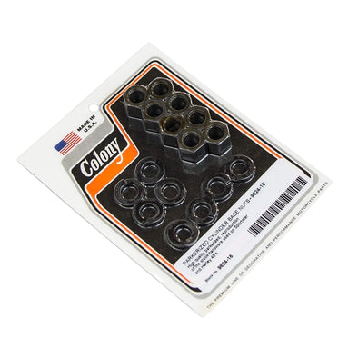 #9624-16 Cylinder Base Nuts Harley-Davidson Sportster & 45's - Parkerized