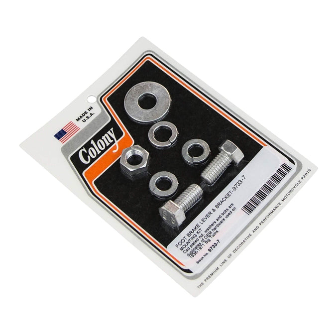 #9733-7 Foot Brake Lever & Bracket Mounting Kit CAD Harley-Davidson 1936-71 - CAD Plated