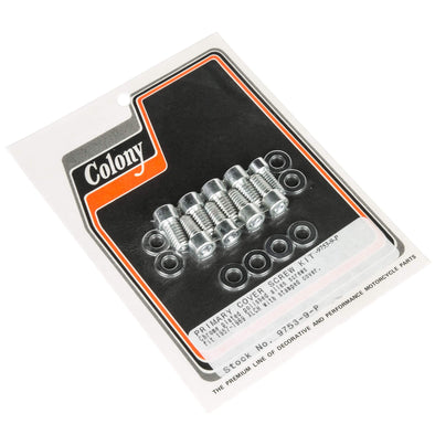 #9753-9-P Primary Cover Smooth Screw Kit 1957-1969 Harley-Davidson XLCH With Stamped Cover - Chrome Plated