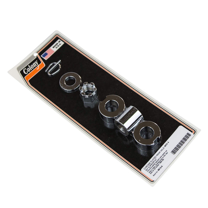 #9810-4 Smooth Rear Axle Nut & Spacer Kit 1984-1999 Harley-Davidson Softail - Chrome Plated
