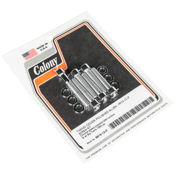 Colony #9819-12-P Timing Cover Smooth Chrome Allen Bolt Kit Harley Big Twin 1993-up