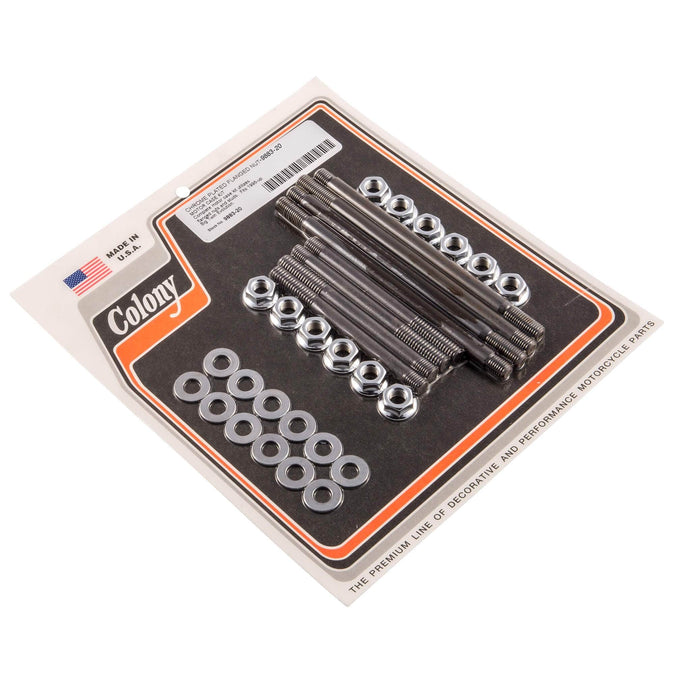 #9883-20 Motor Case Flanged Hardware Kit 1996-Up Harley-Davidson Big Twin Evo - Chrome Plated