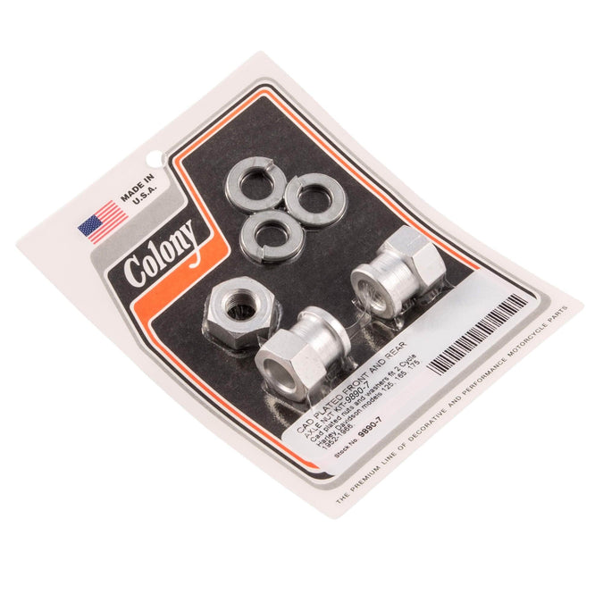 #9890-7 Front/Rear Axle Nut Kit 1952-1966 2 Cycle Harley-Davidson 125/165/175  - CAD Plated