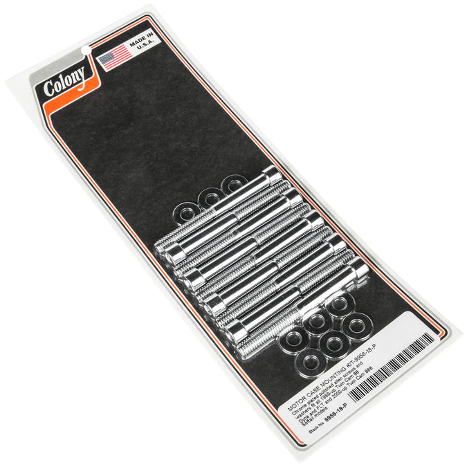 #9956-18-P Motor Case Mounting Kit Smooth Allen Kit 1999-Up Harley-Davidson Twin Cam 88 Dyna/FLT 2000-Up Twin Cam 88B Softail - Chrome Plated