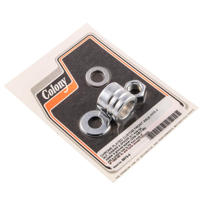 #9974-4 Front Axle Nut Grooved Spacer Kit 1995-1999 Harley-Davidson XL/Dyna - Chrome Plated