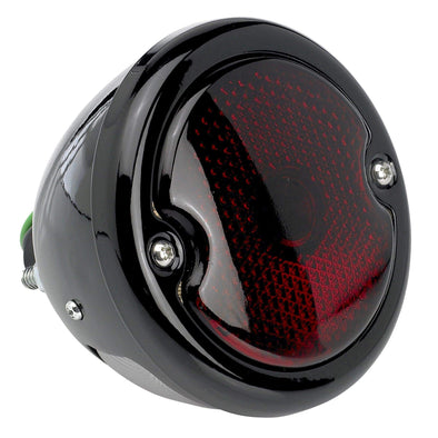 Black Round Motorcycle Tail Brake Light – Fits Harley Bobber Chopper Rat Custom