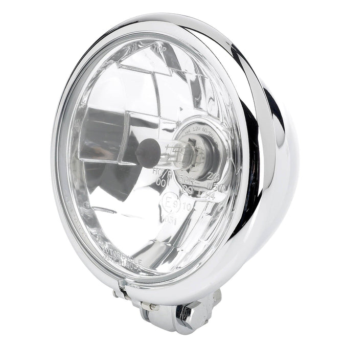 5-3/4 inch diameter Diamond Chrome Halogen Headlight - Clear Lens
