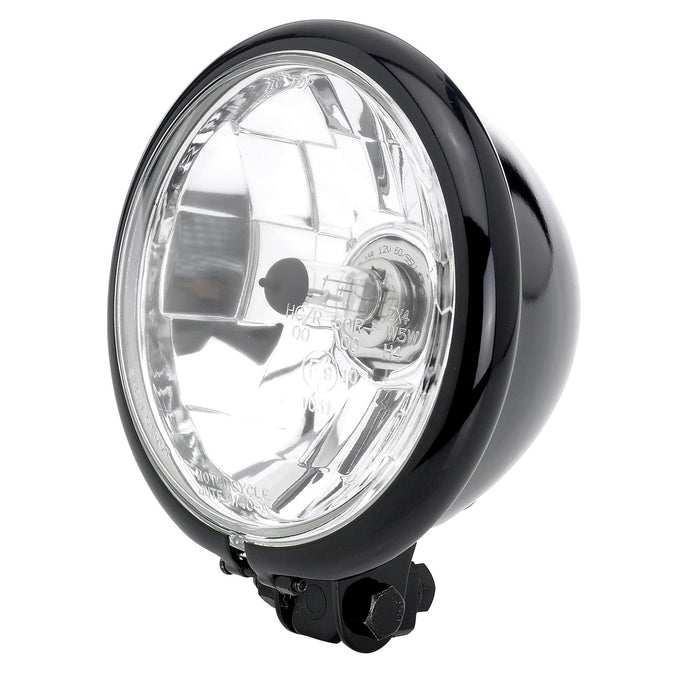 5-3/4 inch diameter Diamond Black Halogen Headlight - Clear Lens