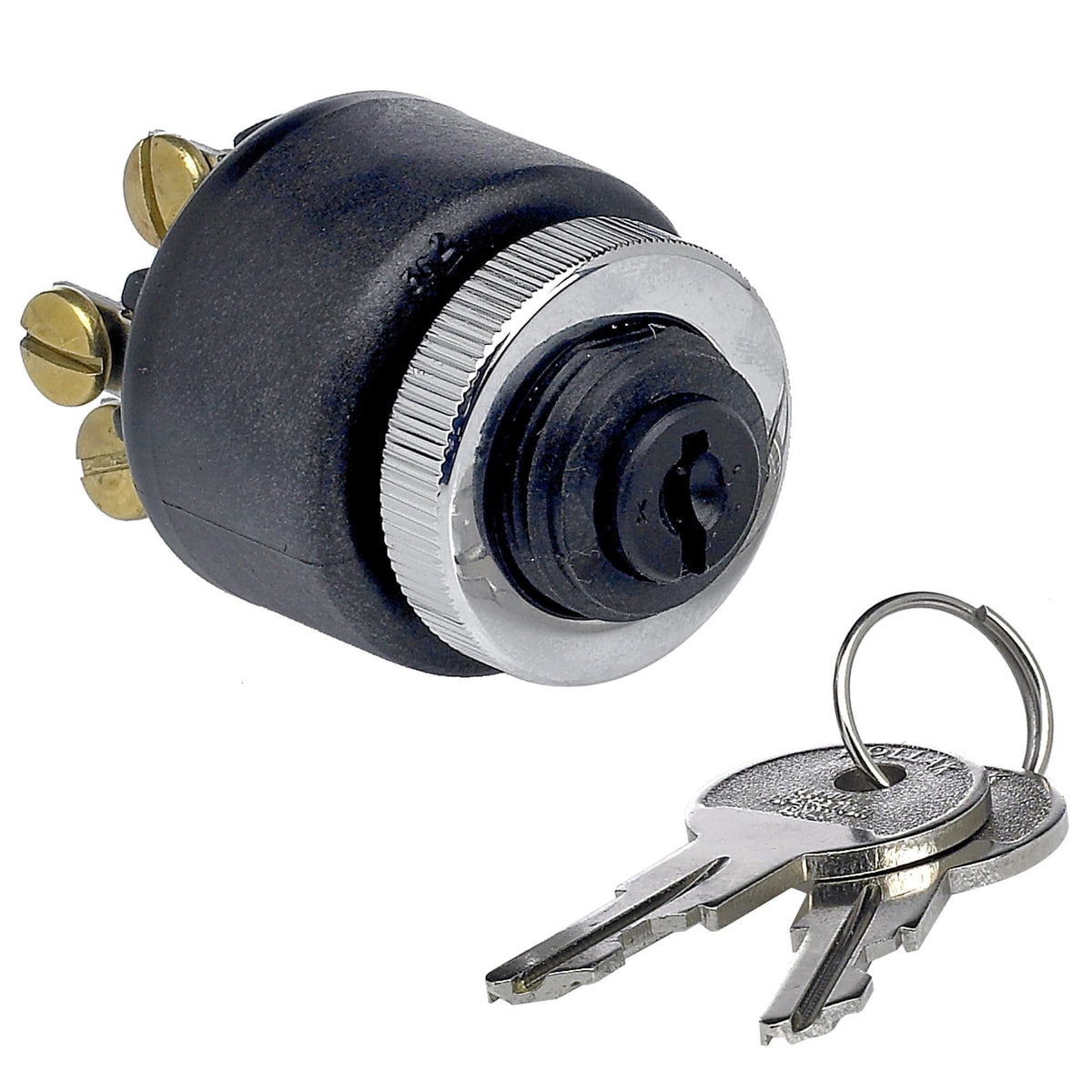Key Ignition Switch Graphics Lowbrow Customs Weatherproof Starter Ignition Key Switch - Chrome Bezel