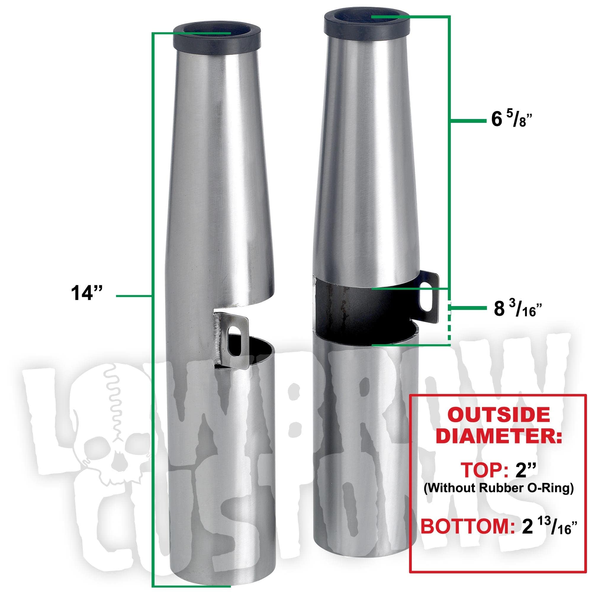 Lowbrow Customs 39mm Fork Shrouds - Raw Steel - Harley-Davidson Lowbrow Customs 39mm Fork Shrouds - Raw Steel - Harley-Davidson