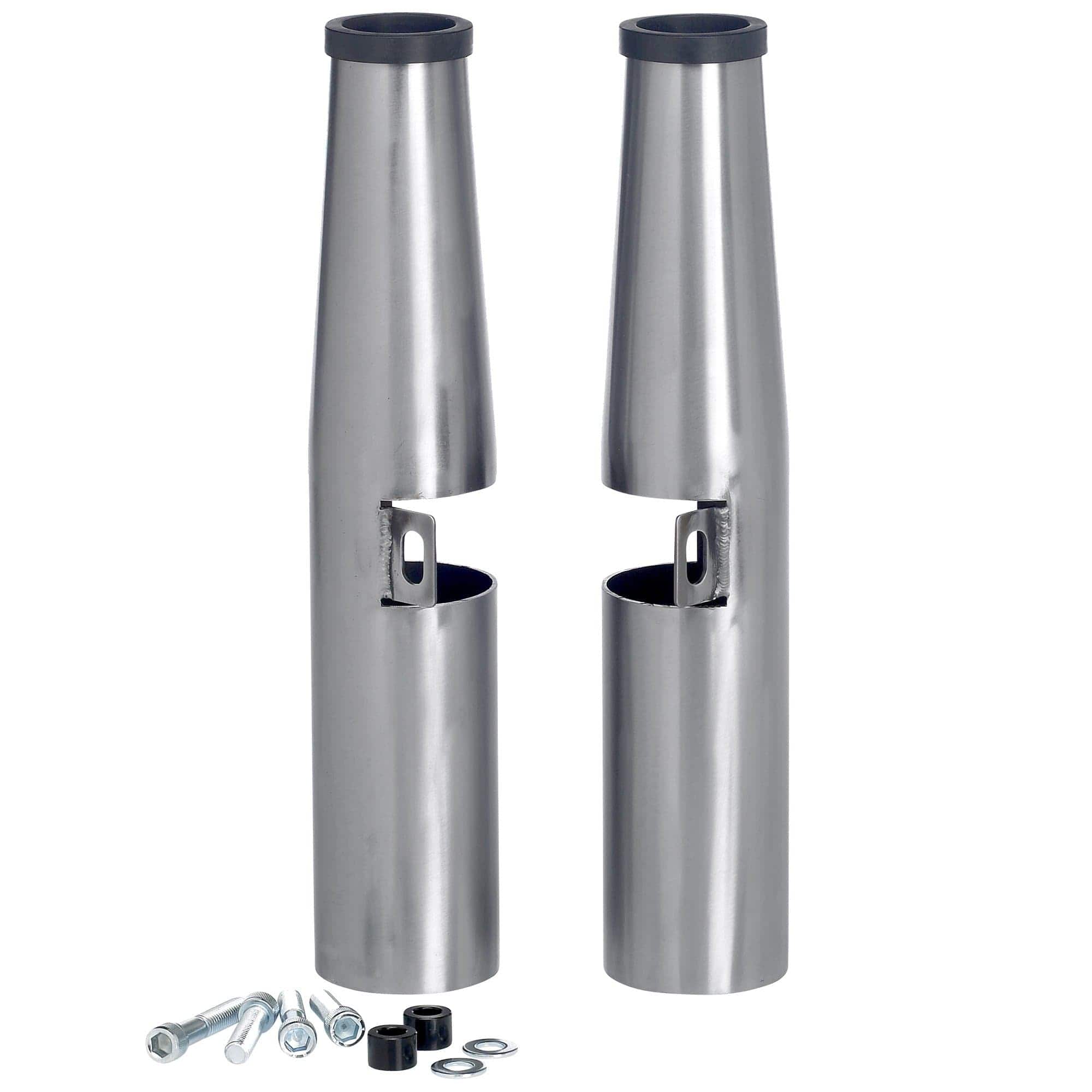 Lowbrow Customs 39mm Fork Shrouds - Raw Steel - Harley-Davidson