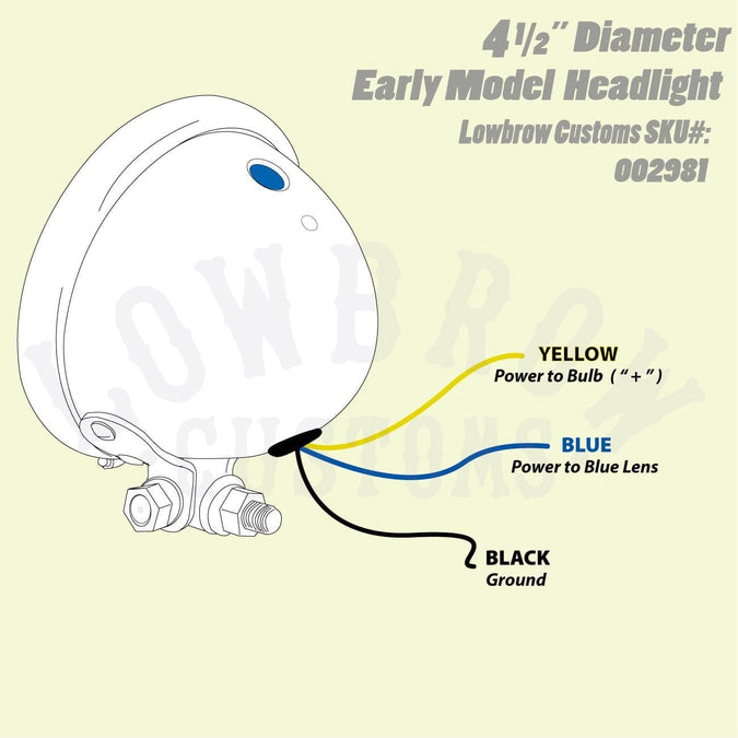 4-1/2 inch diameter Black Early Model Headlight