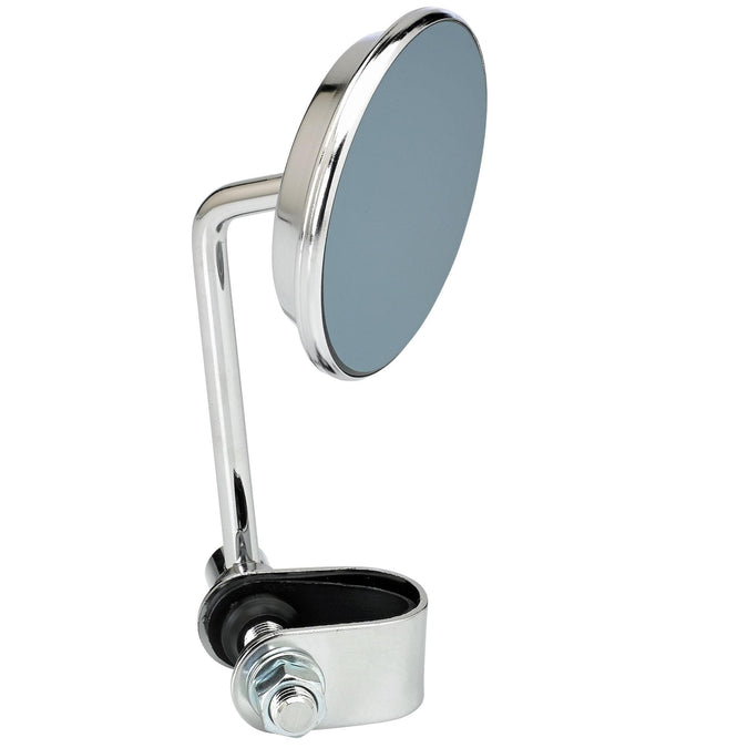 Round Motorcycle Mirror - Clamp On - Chrome with Retro Blue Glass