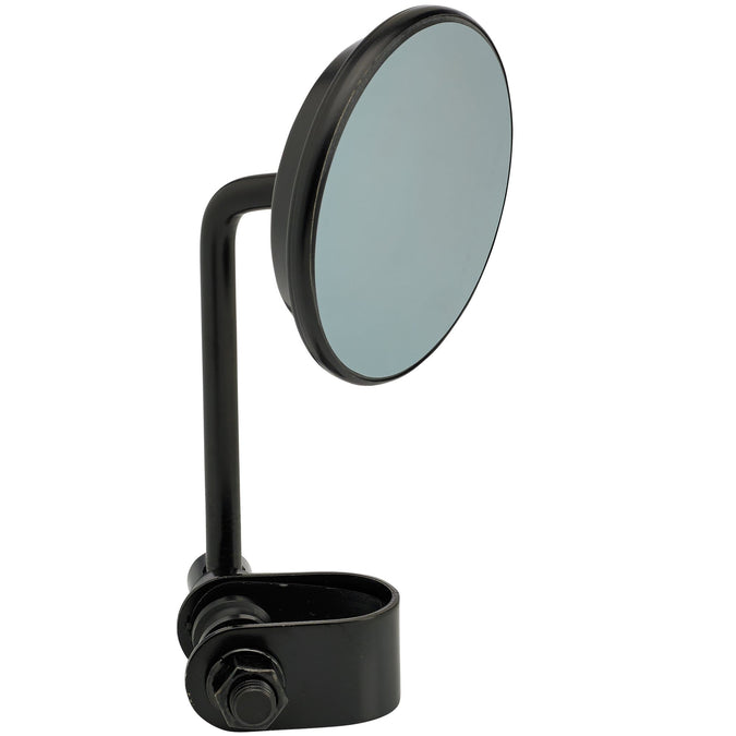 Round Motorcycle Mirror - Clamp On - Black with Retro Blue Glass