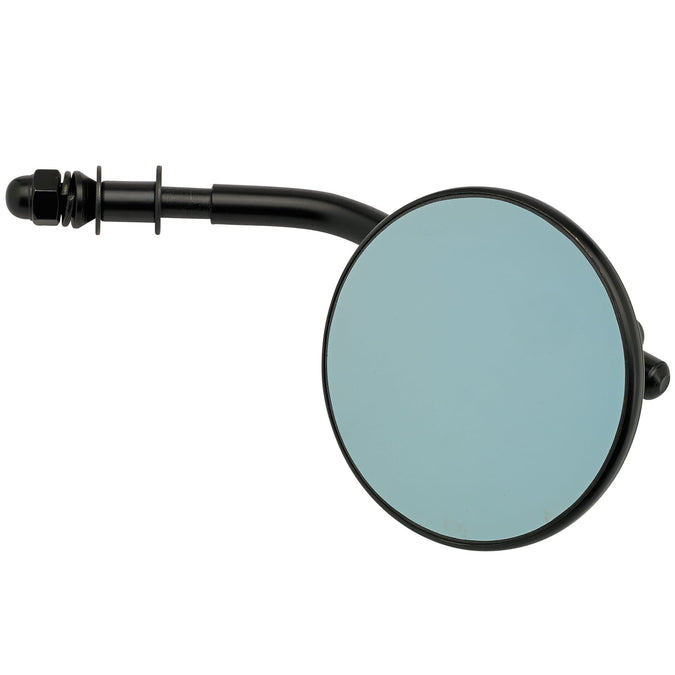 Round Motorcycle Mirror - Perch Mount - Black with Retro Blue Glass
