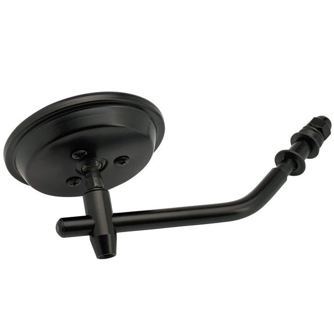 Round Motorcycle Mirror - Perch Mount - Black with Retro Blue Glass