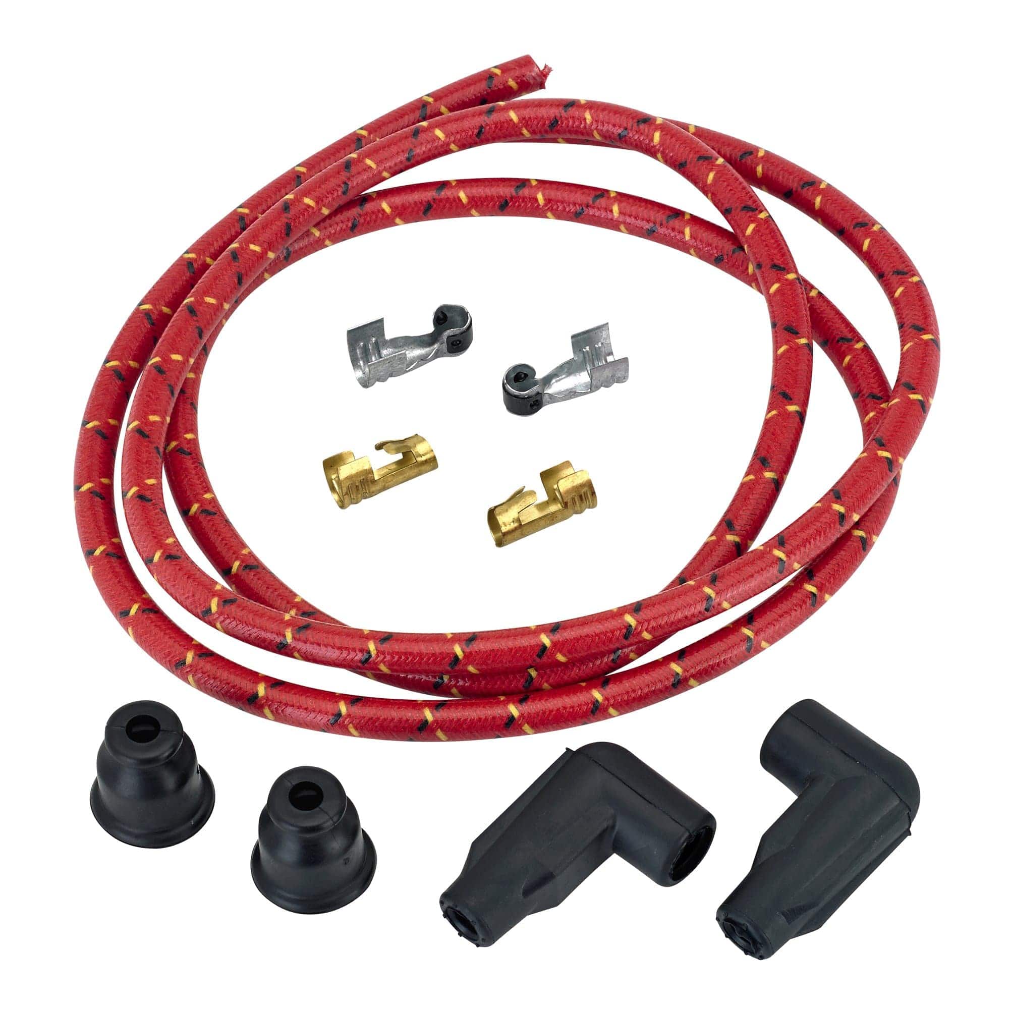 Lowbrow Customs 8mm Cloth 90 Degree Spark Plug Wire Sets Red with