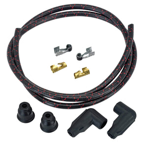 8mm Suppression Core Cloth Spark Plug Wire Sets - Black with Red tracers